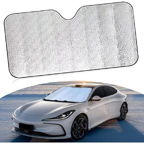 1 PC Car Windshield Sunshade, Foldable Front Windshield Sun Visor, Sun Protection and Heat Insulation Visor, Suction Cup Mounting Accessory, for Most Cars (55.1" x 27.6" Silver)