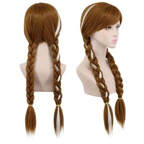 Yuehong Long Brown Brown Tail Wigs Princess Cosplay Costume Hair Hair Abibers Soft Soft Drene Breatable Cosplay Wig