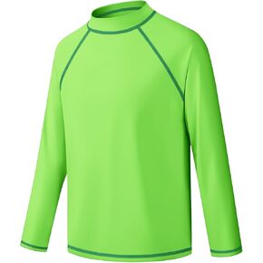 Boys Rash Guard Swim Shirt Long Sleeve UPF 50+ Rashguard Quick Dry Kids Youth Fishing Water Sun UV SPF Swimwear Tops
