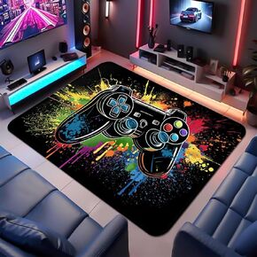 Gaming Rug for Boys Room 5'x7' Non-Slip Colorful Cool Game Rug 3D Gamepad Controller Mat for Bedroom Living Room Game Room Rug Decor