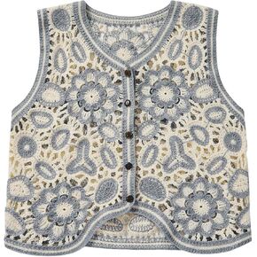 Gorglitter Women's Ploral Crochet Step Button Up Crop Summer Cowgirl Tops Country Concert Concerts 2025