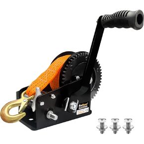 Boat Trailer Winch，Heavy Duty Hand Winch with Polyester Strap2 Way Ratchet Manual Winch for Boat,Jet Ski, Truck