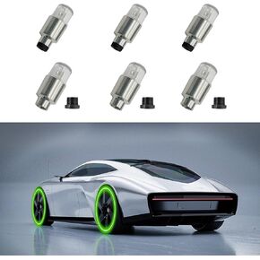 6PCS Car Tire Valve Light, LED Wheel Lights, Waterproof LED Flashing Light, Universal Car Exterior Accessories Neon Flash Light Tire Valve Lights Compatible with Car Motorcycle (Red)