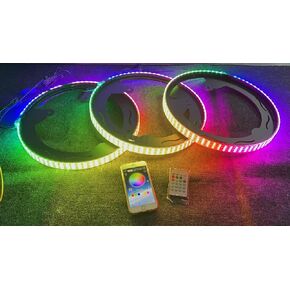 3pcs 15.5 "ألمع رباعي الصف 4 Rolls LEDS RGB الحلم مطاردة عجلة البئر مصابيح الحافة على الطرق الوعرة لجميع نماذج Polaris Slingshot S/R/SL/SLR/GT 2015-2025 Bluetooth + Remote