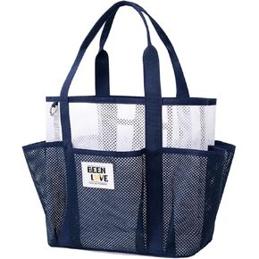 Mesh Beach Bag for Women, Lightweight Beach Tote Bag Sandproof Pool Bag with 8 Pockets for Travel Vacation Essentials