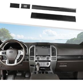Jimen متوافق مع Ford F150 2015-2020، 4 قطع لوحة وحدة التحكم المركزية غطاء لوحة القيادة الداخلية ملحقات الكسوة (حبوب الخشب الأسود)