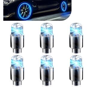 6 PCS Car Tire Valve Light, PVC + Metal Shell Vibration Sensor Breathing Flash Valve Stem Light, for Cars (Red)