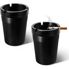 2PCS Car Ashtray, Automotive Self-Extinguishing Ashtray with Lid Smell Proof, Smokeless Ashtrays for Car Cup Holder, Portable Vehicle Cigarette Ash Holder Trash Can for Home Office