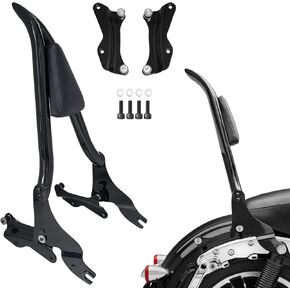 22" Backrest Sissy Bar For Harley Davidson Touring 2009-2024 Street Glide CVO Road Glide Road King Ultra Limited Electra Glide Detachable Rear Passenger Backrest, Black