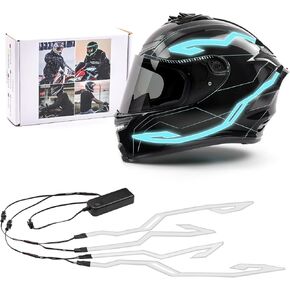 Motorcycle Helmet Light Bar, Cold Light Motorcycle Helmet 4in1 Waterproof LED Sticker Kit Light Strip for Motorcycle Helmet DIY Night Signal Light(White)