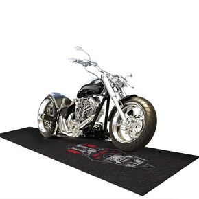 PIG Personalized Motorcycle Mat | Ultra Thin | Animal Biker | 3' x 10' Custom Text Motorcycle Parking Mat | PM70059POR-3X10T-BK