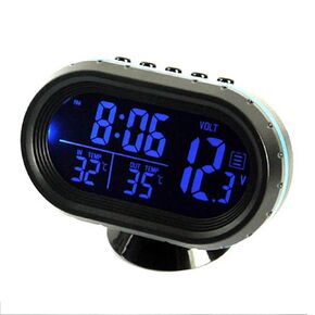 12V Multi-Function car Cigarette Lighter LCD Clock, Indoor Outdoor Car LCD Digital Thermometer, Tempeure Meter Clock Probe Sensor