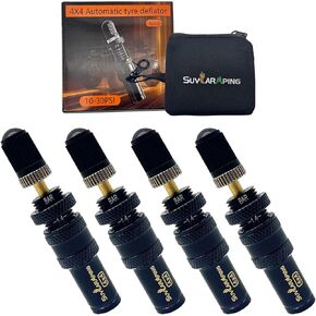 SUVCARMPING Adjustable Auto-Stop Tire Deflator Valve Kit (6-30 PSI) 4 PCS Screw-on 4x4 Tyre Air Down Tool for Offroad, Truck, Motorcycle and ATV
