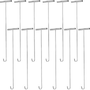Zonon 6 Pack 31" 5th Wheel Pin Puller Solid Steel Chrome Plated Fifth Wheel Pin Puller Heavy Duty Portable Type Lifting Hooks for Pulling Storm Drain Manhole Covers, J Hook
