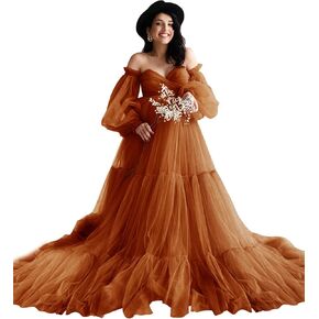 Fluffy Tulle Robe Sheer Maternity Dress for Photoshoot V Neck Bridal Lingerie Long Baby Shower Dress Pregnancy Gowns