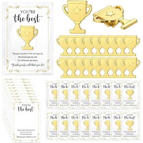 40 Sets Employee Appreciation Gifts Bulk Trophy Pins with Thank You Cards Organza Bags Inspirational Appreciation Recognition Gift for Team Staff Volunteer Student Teacher Nurse (Star)
