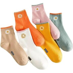 6/12 Pairs Womens Daisy Socks Vintage Patterned Crew Novelty Ankle Cute Floral Casual Dress Socks
