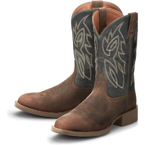Justin Rendon 11" Western Boot - Men's Round Toe, Cowhide, Removable Orthotic Insole, Slip-Resistant Rubber Outsole
