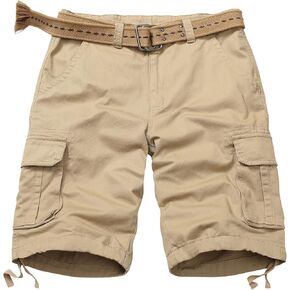 Men's Cargo Shorts Fit Camo Shorts Outdoor Work Relaxed Casual Hiking Tactical Cotton Shorts Knee Length NO Belt