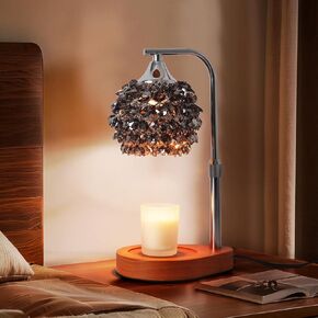 Crystals Candle Warmer Lamp with Timer & Dimmer Adjustable Height Electric Wax Melt Candle Warmer Lamps Glod K9 Crystal Lampshade with 2 Bulbs Luxurious Modern Home Decor