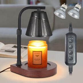 Ceramic Candle Warmer Lamp with Timer Dimmable Electric Wax Melt Warmer for Jar Scented Candles Adjustable Height Mothers Day Birthday Gifts for Women Mom Grandma Home Offices Deco Light(Black)