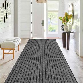 Runner Rug 2 قدم × 6 قدم ، سجادة في الهواء الطلق/داخلية مع دعم من المطاط غير قسيمة للمراب ، المطبخ ، الفناء ، الغسيل ، RV ، المدخل ، المرآب ، الحمام ، سجاد سجادة المنطقة ، الشريط الرمادي ، التخصيصات القابلة للتخصيص