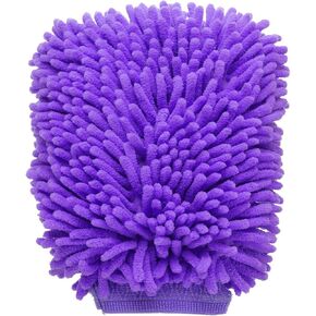HARFINGTON Chenille Microfiber Car Wash Mitts 9" x 5.5" Scratch Free Wash Gloves Absorbent Double Sided Plush Cleaning Drying Mitts for Car Washing Home Clean Blue
