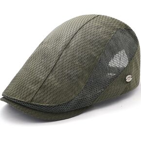 Mesh Cap Breathable Summer Newsboy Hat Adjustable Beret Ivy Cap Irish Cabbie Driving Fishing Hats