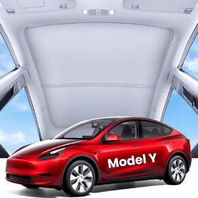 REEVAA 2025 Upgrade Tesla Model Y New (Juniper) Sunshade Roof [No Gaps, No-Sagging] Tesla Y Accessories Heat Insulation Foldable Glass Sunroof Cover for Model Y Juniper 2025-2026, 2PCS, Gray