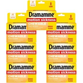 Dramamine Chewable Motion Sickness Relief, 8 Tablets Each (Pack of 7)