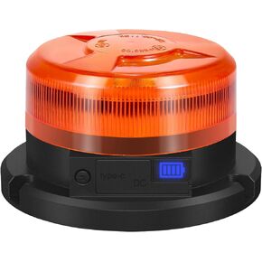 AnTom Magnetic Wireless Strobe Beacon Light, 24 LED USB-C Rechargeable Safety Warning Flashing Light with 9 Modes, Waterproof Emergency Beacon for Vehicles, Construction, and Outdoor Use, Amber