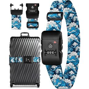 Slohif Luggage Straps TSA Lock for Suitcases - Travel Belt TSA Approved Accessories Luggage Identifiers Carry On Bag with Buckle Nylon Adjustable Band for Add a Bag Artistic Leaf