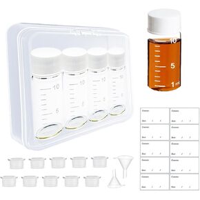 4 Pcs Liquid Medicine Travel Container Small Liquid Medicine Dispenser Containers Leak-Proof Travel Glass Pill Bottle with Scale (10ml)