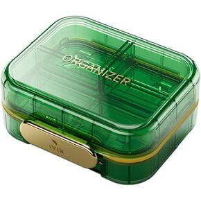Travel Pill Box – Travel Pill Organizer, 7 Compartments Portable Pill Case,Pill Case for Purse, Pocket – Durable Daily Pill Organizer for Vitamins, Supplements