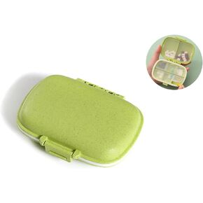 8 Compartments Travel Pill Organizer Portable Pill Case, Daily Pill Box to Hold Vitamins,Small Pill Container Medicine Vitamin Organizer for Pocket Purse (Green)