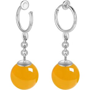 Potara Ball Anime Dragon Earrings Goku Z Black Nickel Free Clip On Nature Crystal Hoop Hypoallergenic for Men Women (Green long)