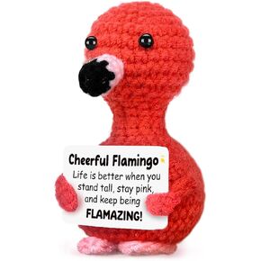 Mini Flamingo Crochet as Positive Decor, Inspirational Gifts for Women Men, Small Flamingo Decor, Funny Gifts for Birthday, Anniversary, Mother's Day, Unique Friends Graduation Gift