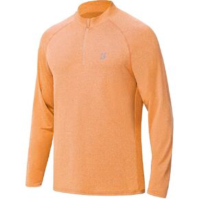 Roadbox Quarter Zip Pullover Men Sun Shirts, Running Workout Long Sleeve UV Shirt, UPF 50+ Quick Dry Athletic Rash Guard