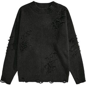 Verdusa Men's Mens Bucked Hollow Crew Neck Sweate Long Sleeve Sweate