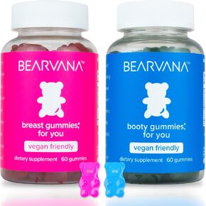 BEARVANA Top Support & Peach Support Combo Pack Gummies for Women | Workout Aid | Fitness Supplement | 9 Herbal Extracts Including Fenugreek, Maca Root, Fennel Seed | Essential Vitamins| Berry Flavor