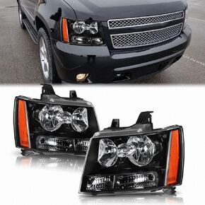تجميع الأمراض الأمامية مع المصابيح وتسخير الأسلاك متوافق مع 2007-2013 Chvey Tahoe Avalanche Suburban ، Black Housing Amber