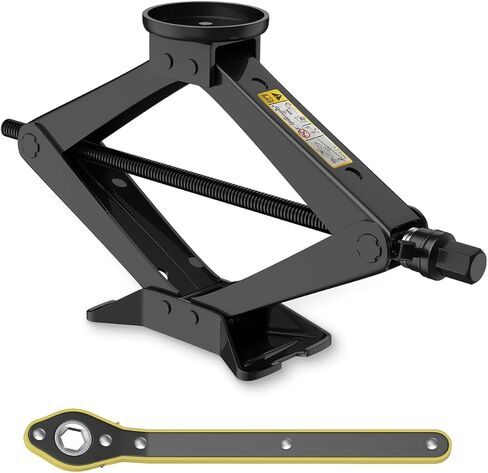 Car Jack Kit 2.5 Ton Scissor Jack with Ratchet Wretch ، Tyre Change Kit متوافق مع منصات المقبس الدائرية المختلفة in Kuwait