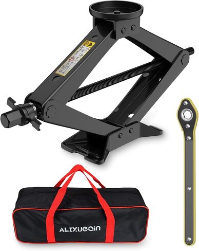 Car Jack Kit 2.5 Ton Scissor Jack with Ratchet Wretch ، Tyre Change Kit متوافق مع منصات المقبس الدائرية المختلفة in Kuwait