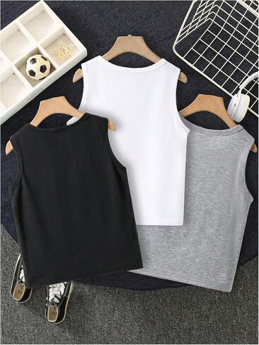 GORGLITTER Boy's 3 Pieces Clothing Sets Graphic Bear Print Tank Tops Crew Neck T Shirt Streetwear Cute Summer Outfits in Saudi Arabia