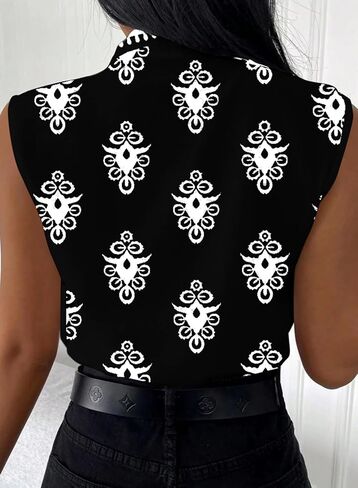 Blencot Women's Summer Tank Tops chiffon v الرقبة بلا أكمام قمصان طباعة in Kuwait