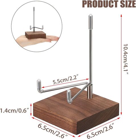 Hipiwe Adjustable Metal Arms Display Stand Easel with Wooden Base - Small Display Easel Holder for Displaying Fossil Coral Geodes Rock Mineral Agate Plate Seashell and Photos, 2"x2"x3.2" in Kuwait