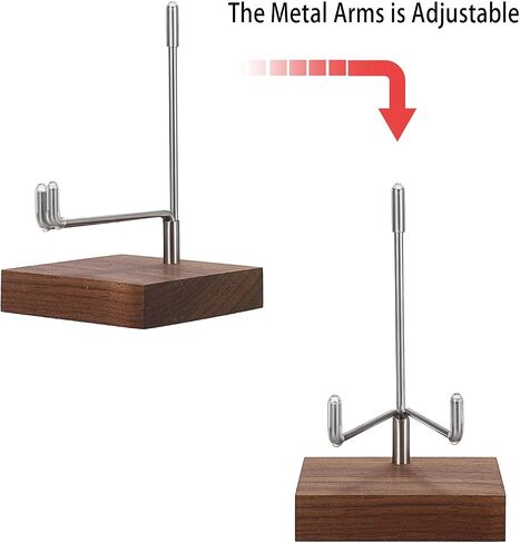 Hipiwe Adjustable Metal Arms Display Stand Easel with Wooden Base - Small Display Easel Holder for Displaying Fossil Coral Geodes Rock Mineral Agate Plate Seashell and Photos, 2"x2"x3.2" in Kuwait