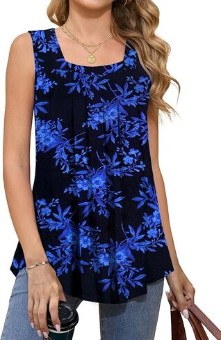 Women Tank Tops Summer Square Neck Sleeveless Tops Loose Fit Flowy Cute Casual Shirts S-3X in Kuwait