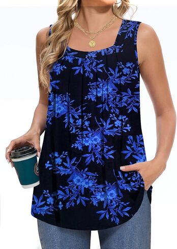 Women Tank Tops Summer Square Neck Sleeveless Tops Loose Fit Flowy Cute Casual Shirts S-3X in Kuwait