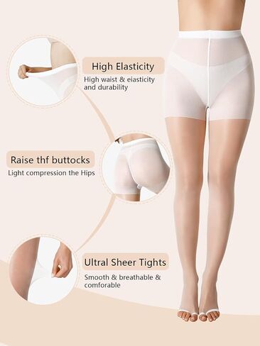 2 Pairs Women's Toeless Pantyhose - 20D Open Toe Sheer Tights Nylons Stockings with Control Top in Saudi Arabia